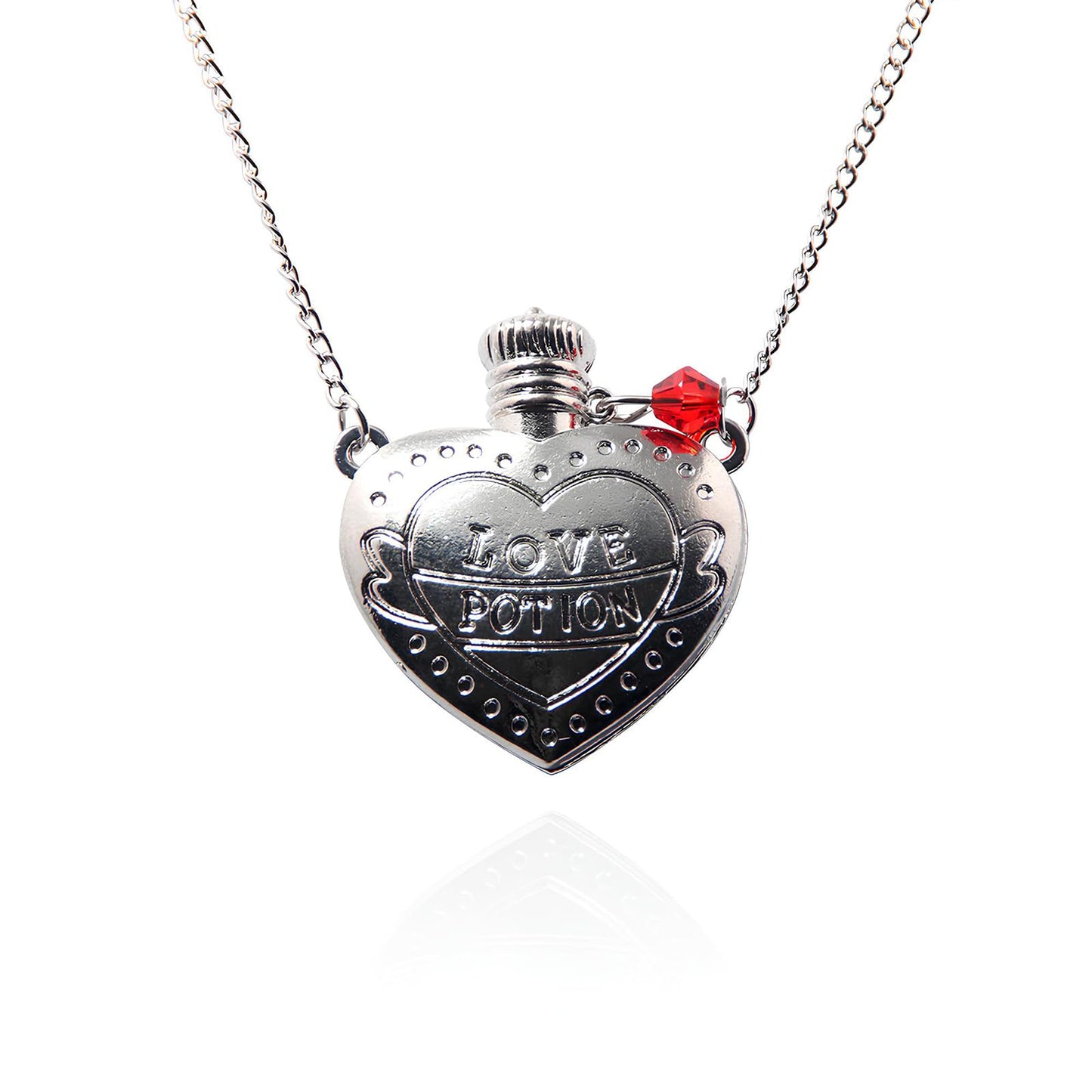 Locus Amoenus Love Potion Necklace - Heart Vial Necklace- Valentine's Day Gifts for Women (Steel)