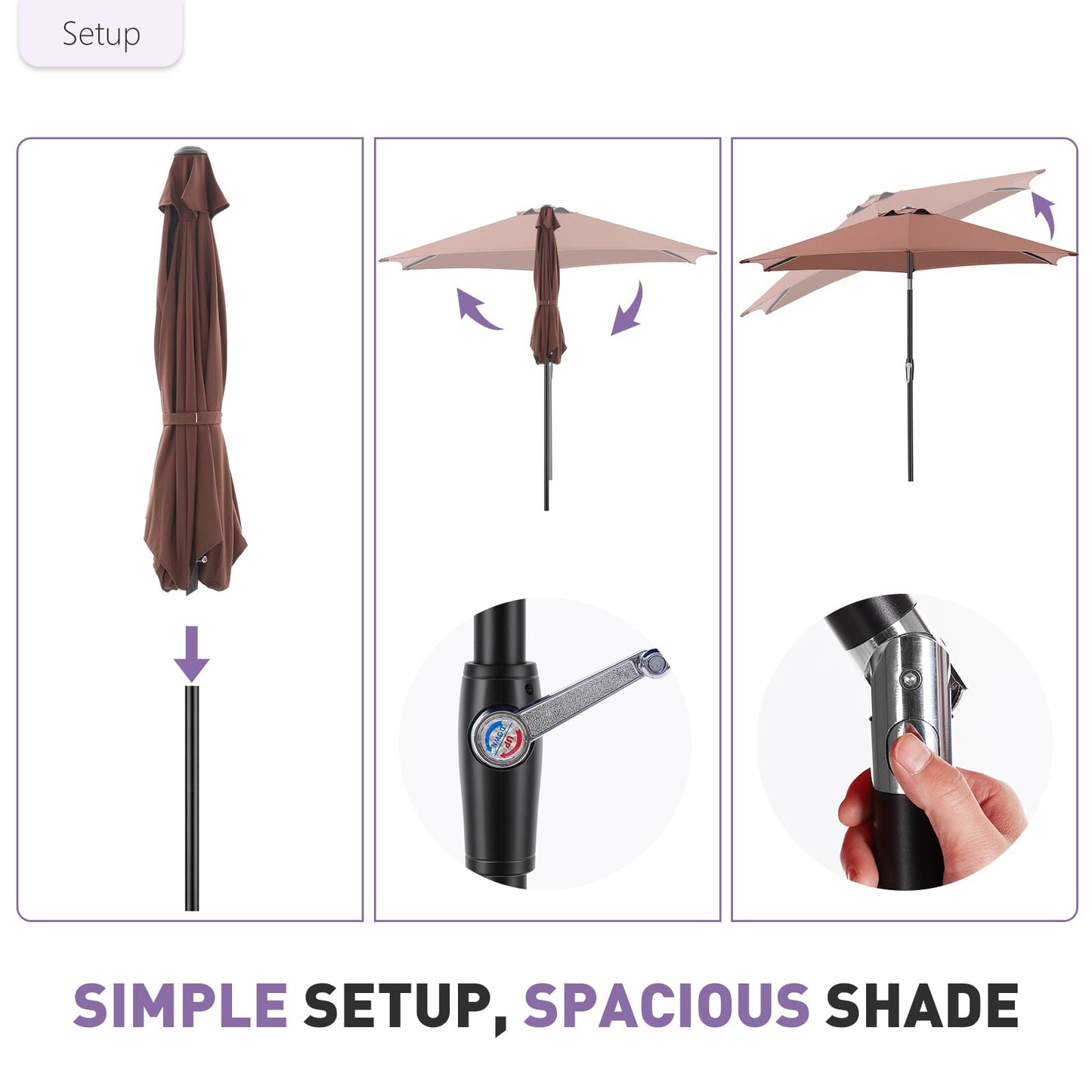 NEWBULIG 7.5FT Patio Umbrella, Outdoor Table Umbrellas with Push Button Tilt and Crank, 6 Sturdy Ribs, Waterproof, UV Protection and Fade Resistant, for Pool, Garden, Market, Backyard