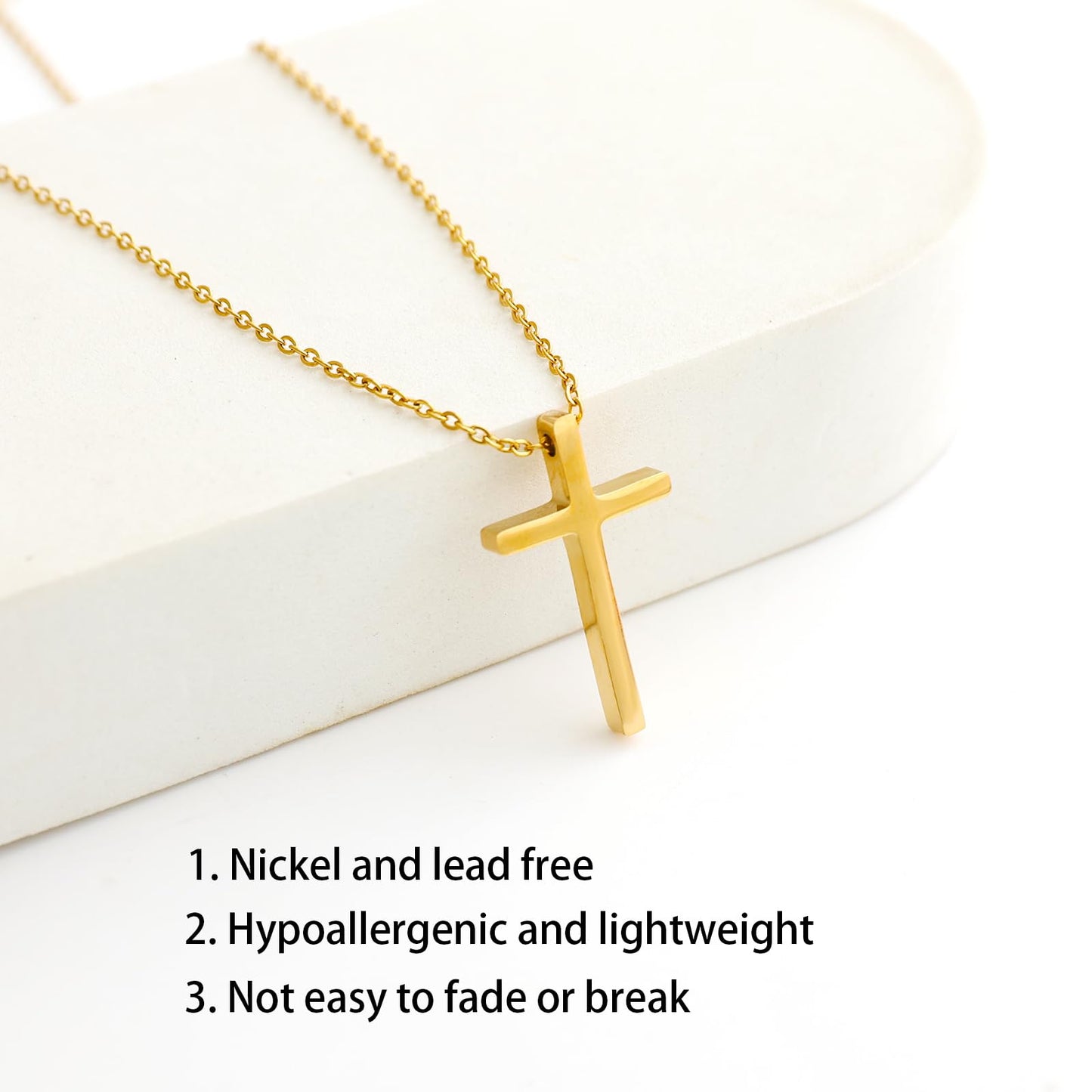 MAIKERDER 14K Gold Plated Cross Necklaces for Women Minimalist Gold Cross Chain Pendant Necklace for Women Non Tarnish 16 Inches