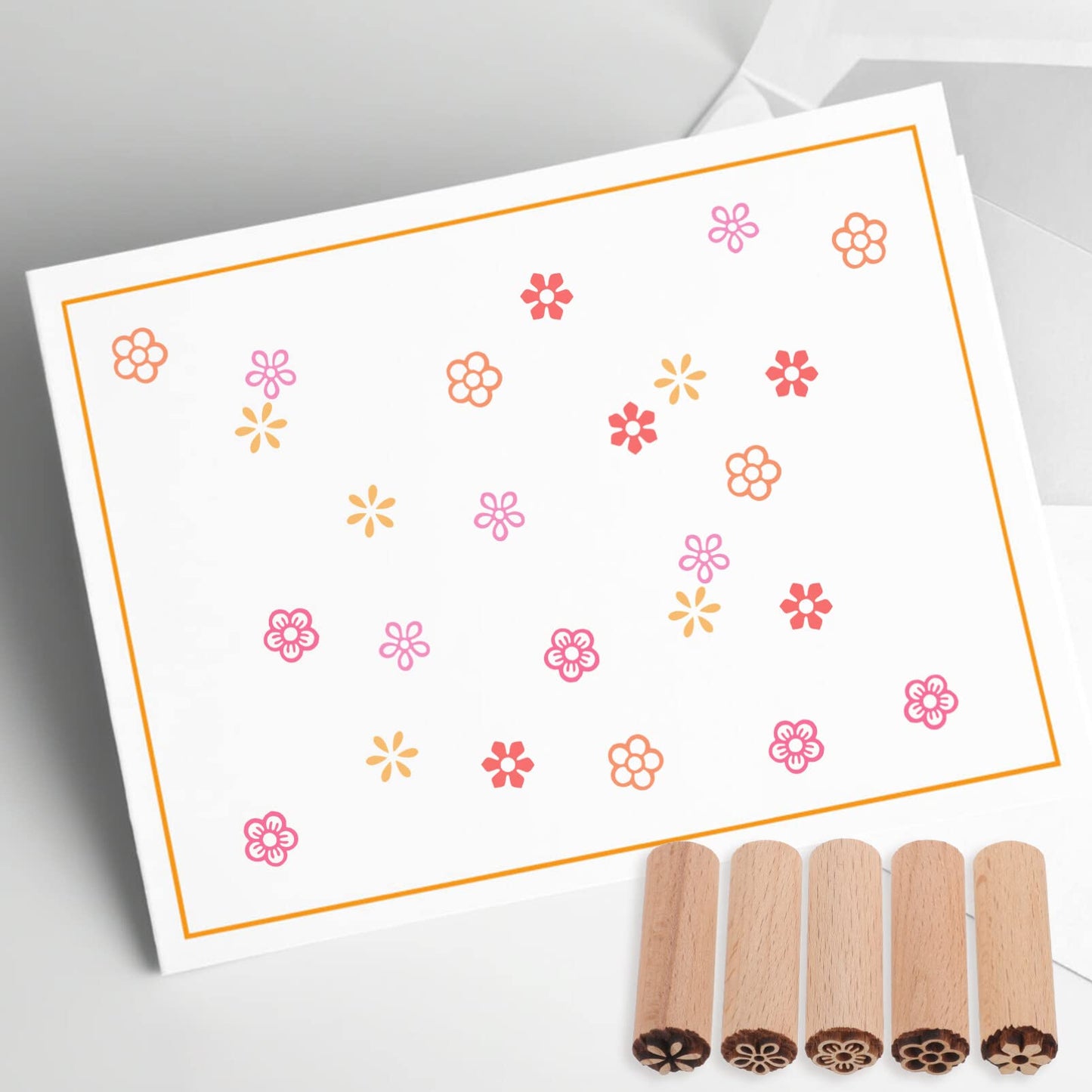 EXCEART 5Pcs Wood Texture Flower Stamps for Clay Pottery Crafting Natural Wooden Daisy Stamps for Scrapbooking and Kids Floral Art Projects