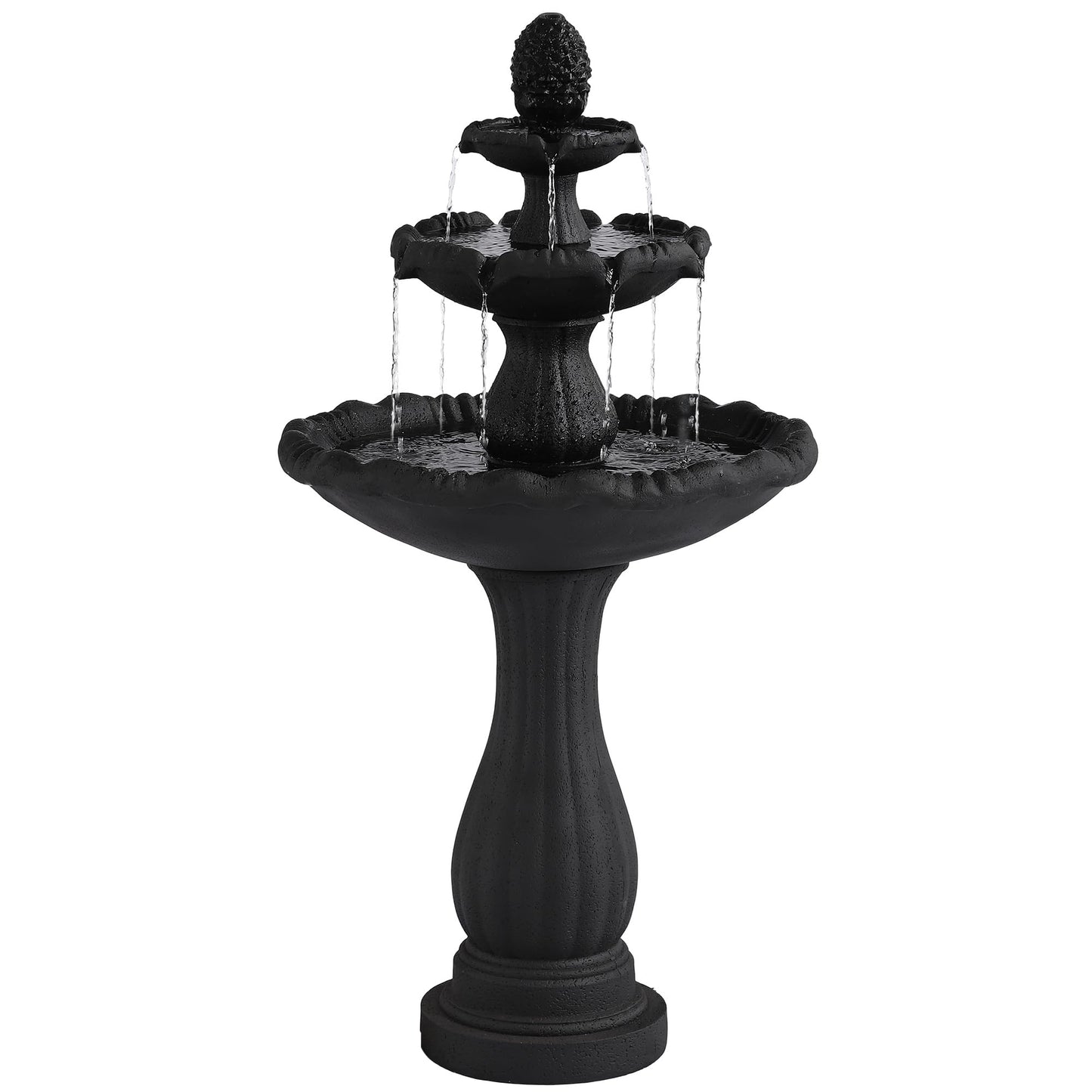 Dephet Italian Outdoor Water Fountains, 47.4'H Outside Garden Fountains and Waterfalls, Large Floor-Standing Cascading Indoor Resin Bubbler Fountain Features w/Pump for Patio Yard Decor, Black