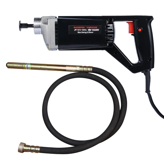 BIZOEPRO Hand Held Power Concrete Vibrator 1500W 15000rpm With 8.2ft 2.5M Shaft Rod Electric Concrete Vibrabrater Portable Construction Pencil Vibrator