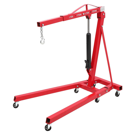 Towallmark Engine Hoist 2 Ton, Folding Cherry Picker Engine Hoist with Lever and 6 Casters, Heavy Duty Hydraulic Shop Crane, Engine Crane Lifter for Garage Workshop