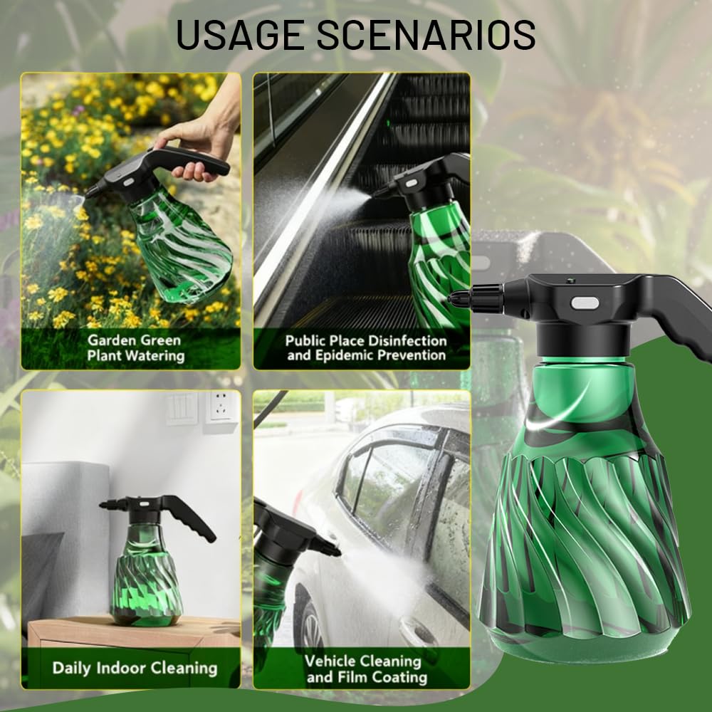 Large Capacity Electric Plant Mister, Rechargeable Sprayer for Indoor & Garden, Battery Powered with Adjustable Nozzle, Fine Mist & Continuous Spray