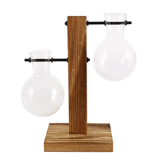Hydroponic Plant Vases Vintage Flower Pot Transparent Vase Terrarium Wooden Frame Glass Tabletop Plants Home Vasevase Decor for Table Centerpiece Wedding Home Decor