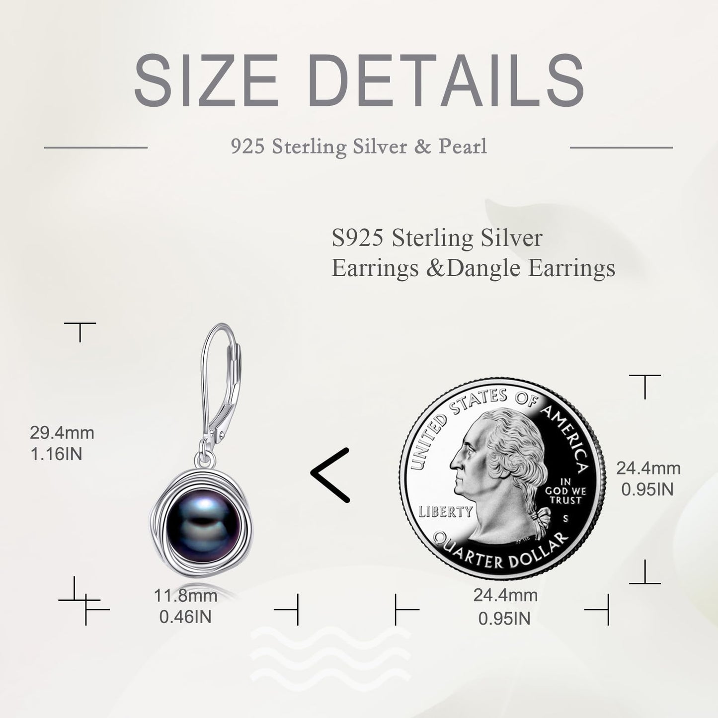 POPLYKE Freshwater Black Pearl Earrings for Women - 925 Sterling Silver Leverback Dangle Earrings - Black Pearl Jewelry Gifts
