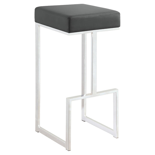 Coaster Home Furnishings - Gervase - Upholstered Bar Stool with Square Design, Foam-Padded Seat and Metal Frame - Contemporary - Dining Room & Kitchen - Gray & Chrome - 105262