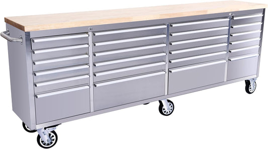 GarveeTech 96 in Tool Chest, Tool Box Mobile 24 Drawers Storage Rolling Cabinet with Wheels Lock Key Locking System Drawer Liners for Garage Warehouse Repair Shop