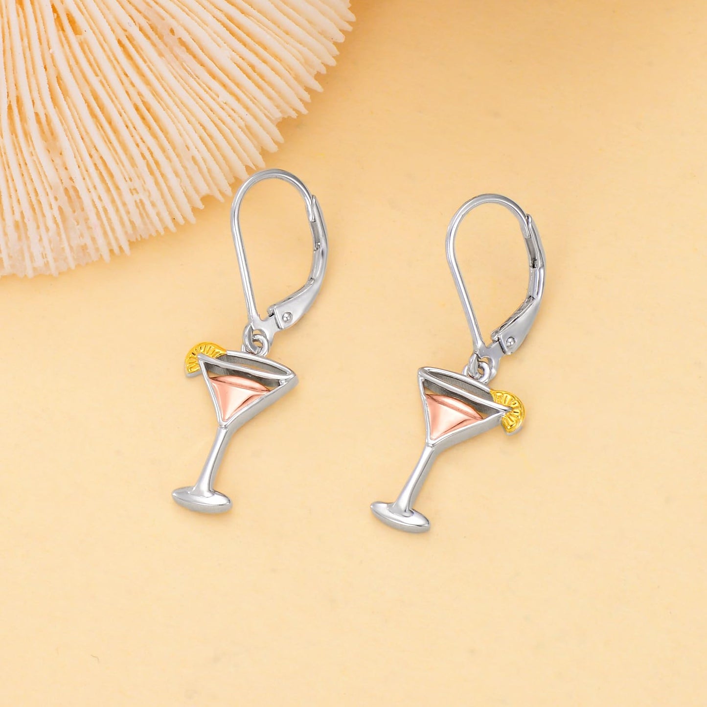 PELOVNY Martini Earrings S925 Sterling Silver Wine Dangle Drop Earrings Wine Jewelry Gifts for Women