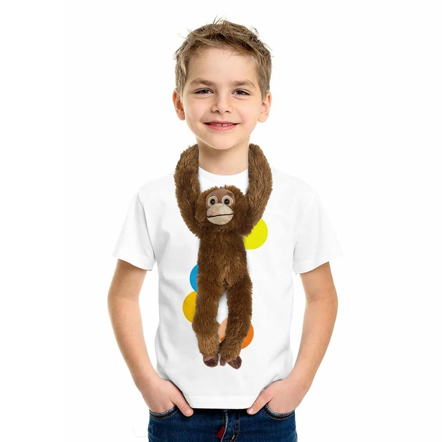 Hideekoog Stuffed Orangutans Toy Hanging Stuffed Animal, Hooks and Stuffed Monkey Animals with Rings for Kids, Gifts for Boys and Girls Hanging 20inches