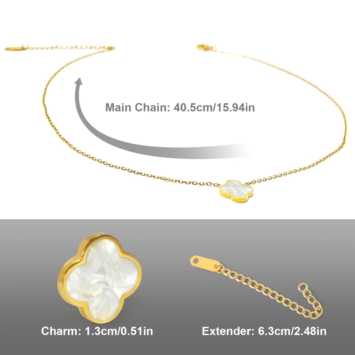 Aimétte Monette 18K Gold Plated Necklaces for Women, Dainty Lucky Four Leaf Clover Gold Necklace Set Clover Charm Necklace, Fashion Jewelry Gifts for Women Red and White