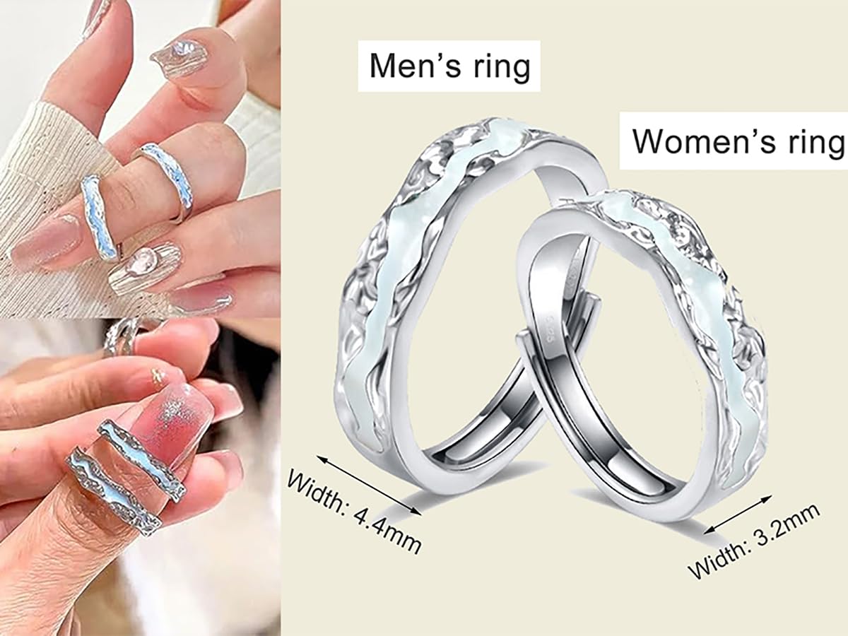 IMMUNOTRAX Magnetic Therapy Luminous Titanium Ion Adjustable Ring - Lymphatic Magtherapy Luminous Jewelry for Couples,Glow-in-Dark Wellness Ring Gift for Men/Women (A For Women)
