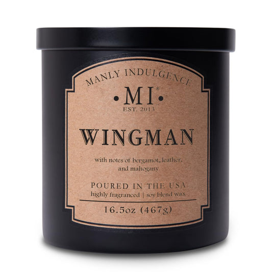 Manly Indulgence Wingman Scented Candles for Men, 2 Wick, 16.5 oz, Premium Soy Blend Wax, 60H Burn, Candles for Home Scented - Made in The USA