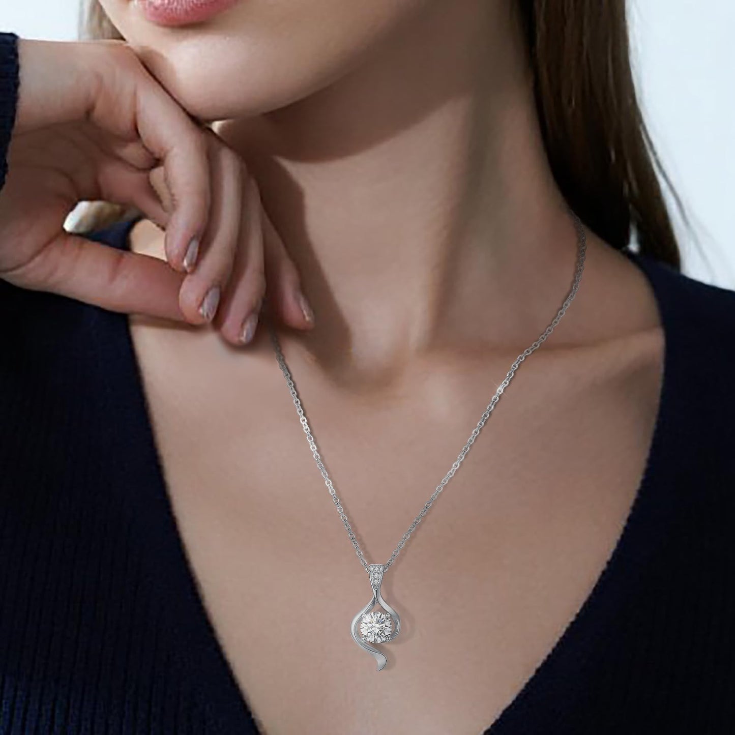 3 Carat Moissanite Necklace 925 Sterling Silver Jewelry 5A Cubic Zirconia Pendant Necklace Gifts for Mom Women Girlfriend Grandma Lover Her Wedding Birthday Anniversary Engagement Valentine's Day