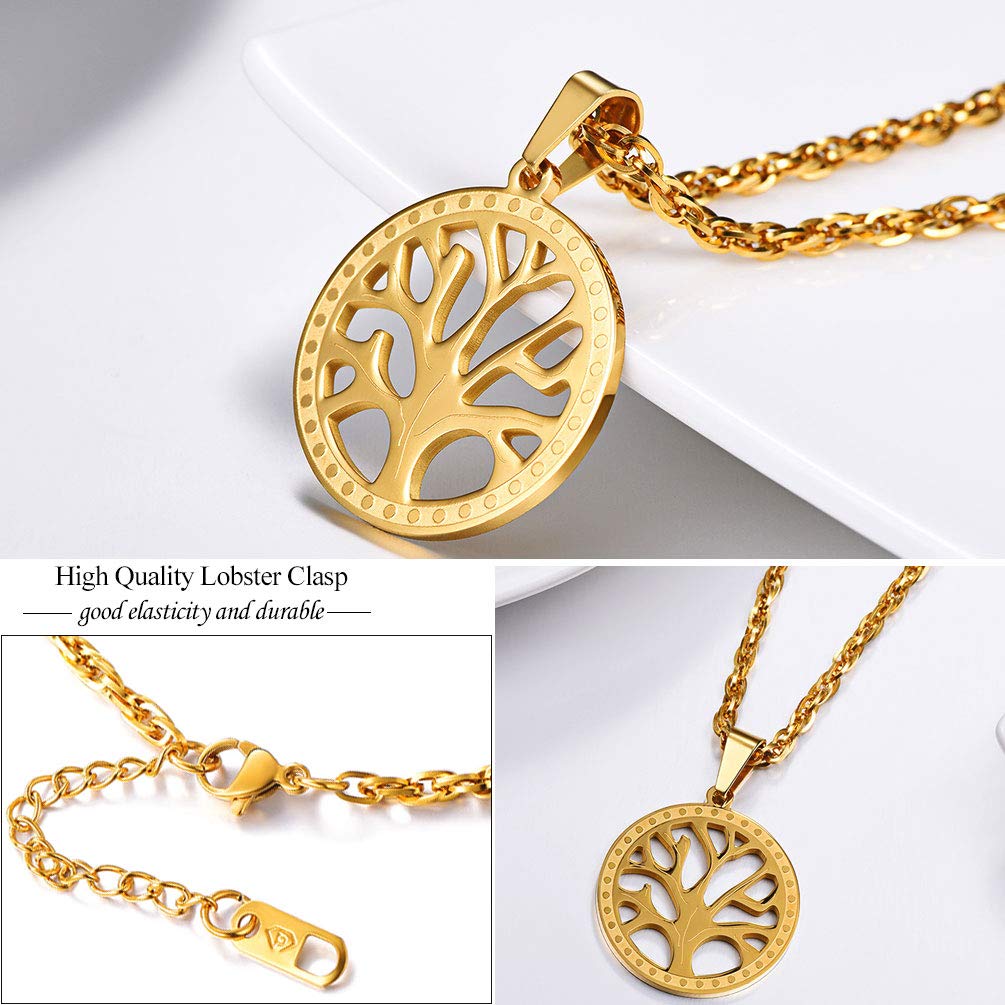 PROSTEEL 18K Gold Plated Necklaces Pendants Nature Spiritual Tree of Life Necklace Family Tree Necklace Women Jewelry