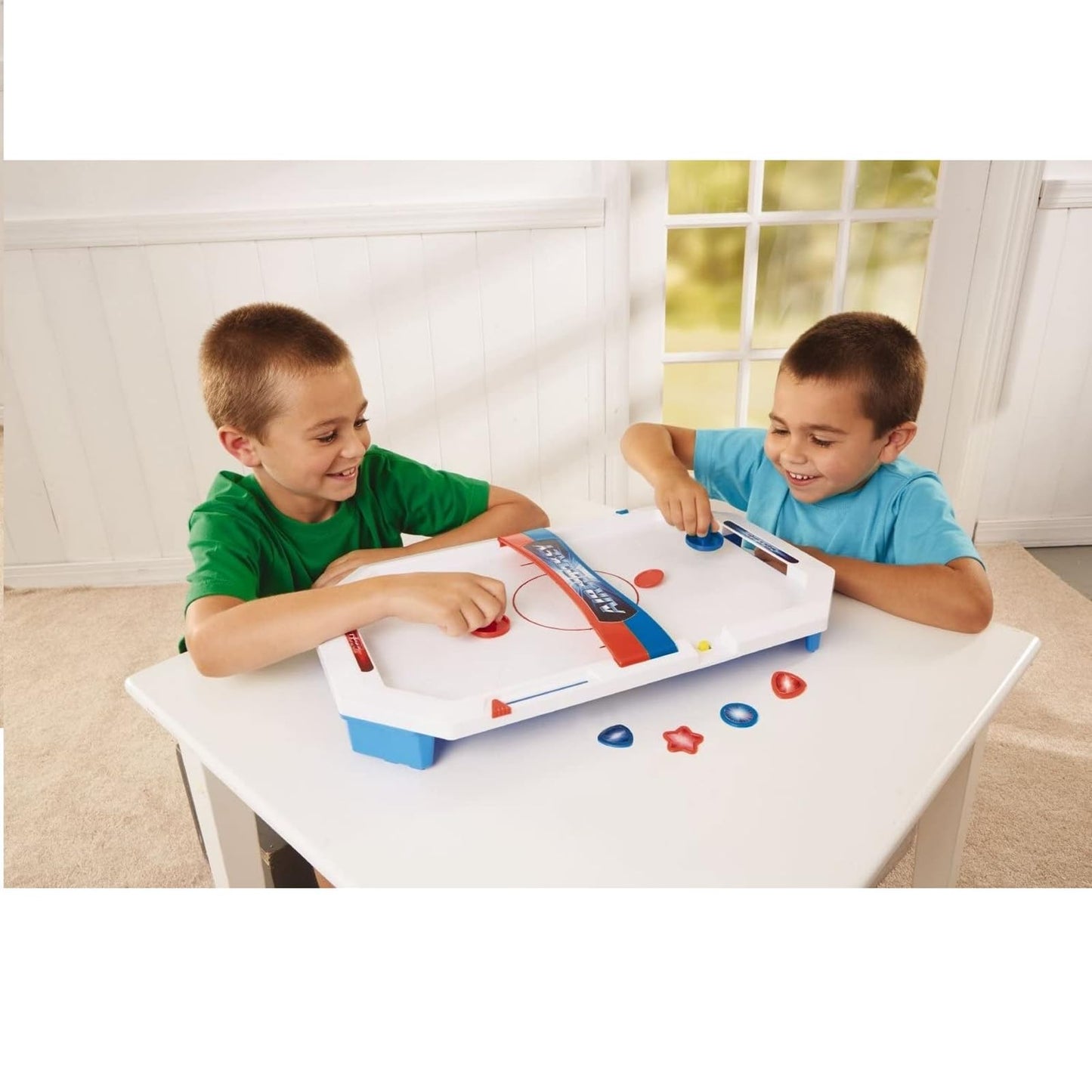 International Playthings Electronic Table-Top Air Hockey - Fast-Paced Sports Fun in an Easily Portable Battery-Operated Rink for Ages 5 and Up (P25118)