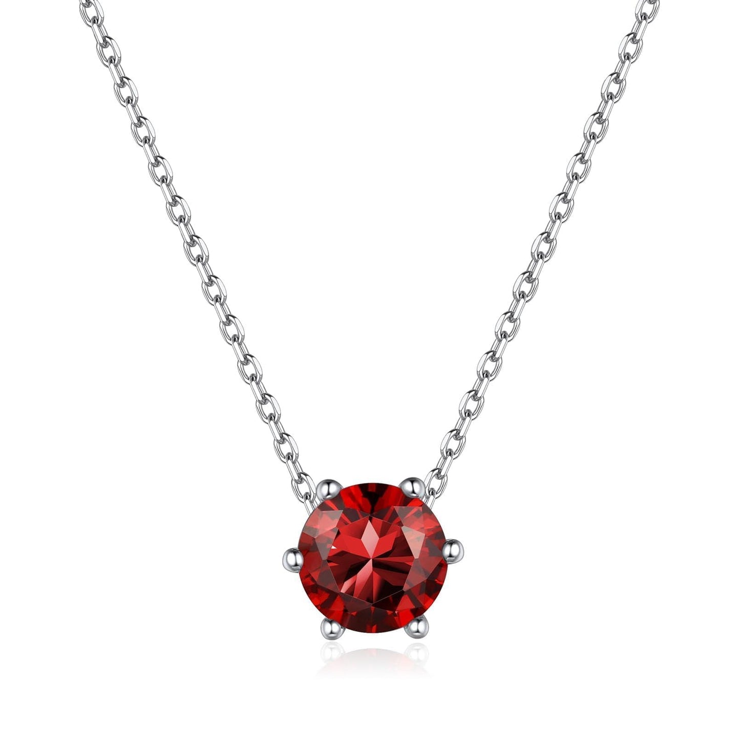 ChicSilver January Birthstone Necklace 925 Sterling Silver Garnet Necklace for Women Love Heart Red Necklaces for Women