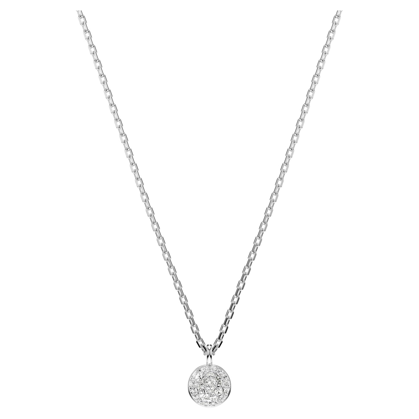 Swarovski Sublima Layered Pendant Necklace, Meteor Motif with Snow Pavé of Clear Round-Cut Crystals in a Rhodium-Finished Setting, Part of the Sublima Collection