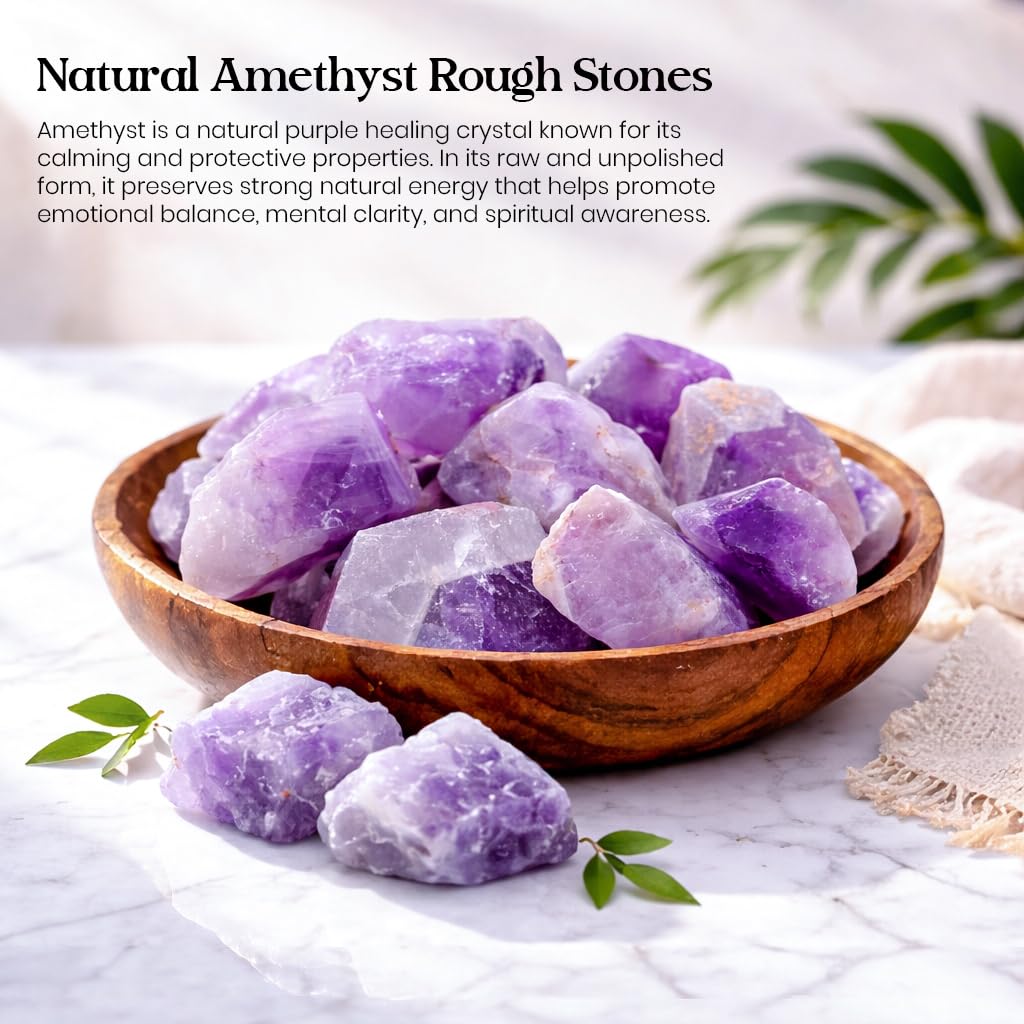 "300 + Carats, 1 Pc Amethyst Rock Rough Stone 4050 mm Raw Crystals Rock Crystals & Healing Stones Rough Gemstones Rock Collection for Beginners Used as Crystal Therapy, Meditation, Reiki"