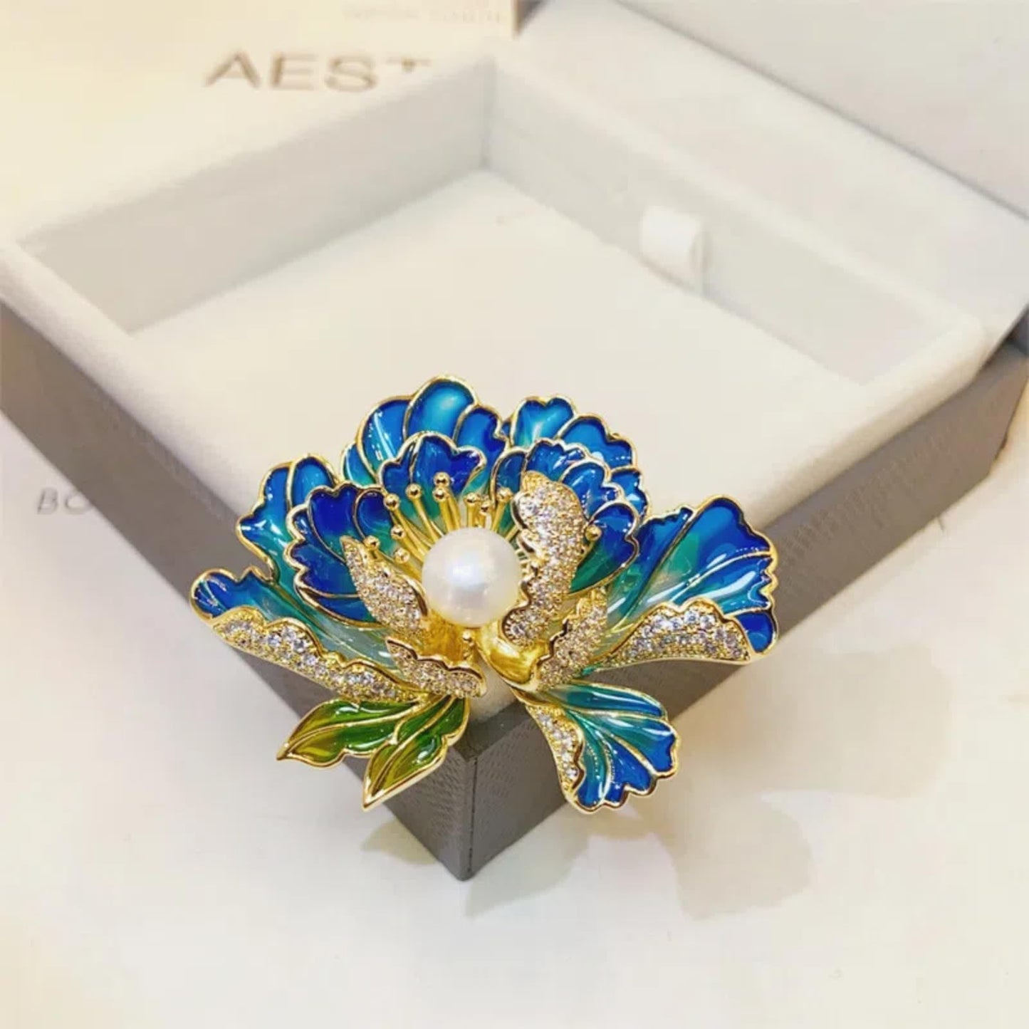 Fashion Brooches For Women, Peony Flower Brooch Pins, Suitable For Party And Daily Wear On Many Occasions,Blue