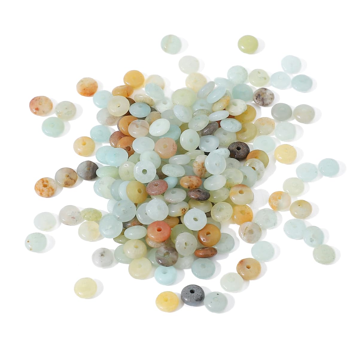 BEADIA Natural Amazonite Disk Stone Beads 4x2mm 160pcs Rondelle Loose Semi Gemstone Beads for Jewelry Making Design