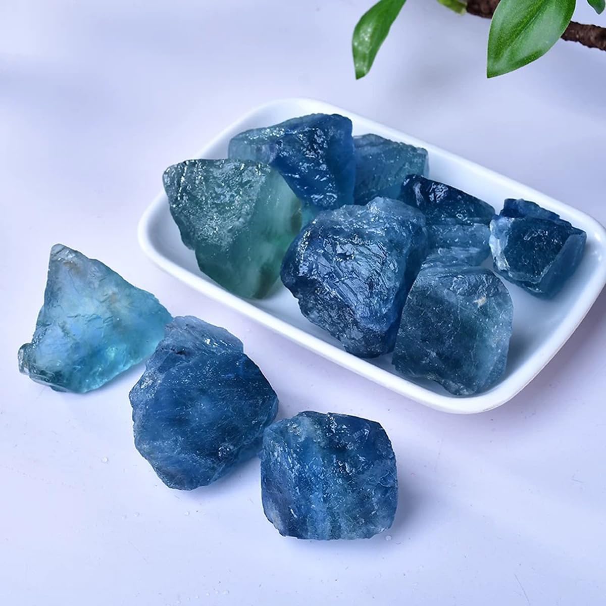 Erliway 1.25-2" Blue Fluorite Raw Crystals, Natural Rough Blue Fluorite Stone, Healing Raw Stones for Fountain Rock, Home Decor Meditation Energy Balancing Wire Wrapping Wicca & Reiki