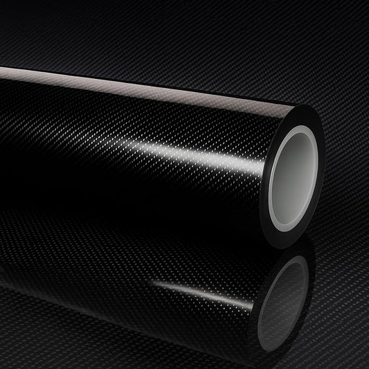 RockRose 7D Super Glossy Black Carbon Fiber Vinyl Wrap - Anti-Wrinkle, Air Release Automotive Wrap - DIY Decals Self Adhesive Car Vinyl Sticker for Interior/Exterior - Size 5FT x 60FT
