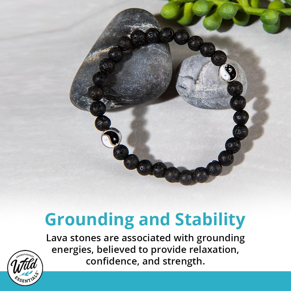 Wild Essentials Turquoise and Hematite Lava Stone Essential Oil Diffuser Bracelet, Expandable up to 8 inches, Aromatherapy Jewelery for Women and Men