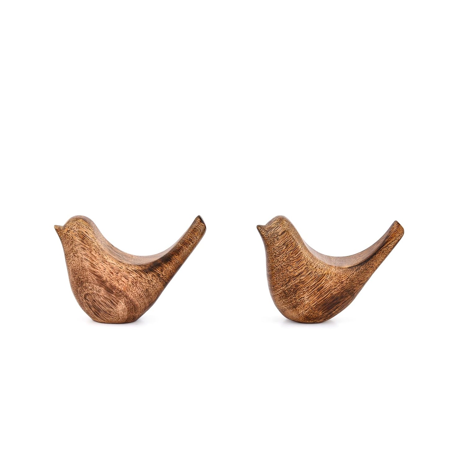 Samhita Statues – Set of 2 Handmade Bird Statues – Rustic Home Décor Gifts for Women, Moms, or Bird Lovers – Natural Wood Carving for Shelf or Table (4.25'' X 2'' X 3'')