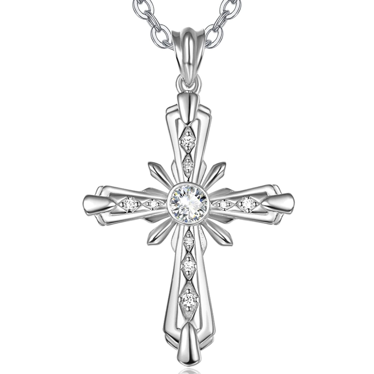 Dreamboat Sterling Silver Cross Necklace for Womens Cross Pendant Crucifix Necklace Faith Christian Jewelry Confirmation Religious Gifts for Mom