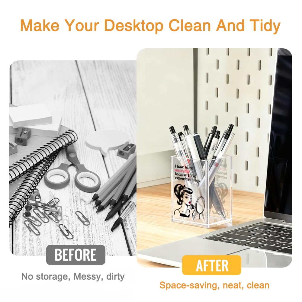 Mhfpl I Have To Be Successful Acrylic Cosmetic Pencil Pen Holder Cup, Inspirational Quote Gifts for Daughter Niece Friend, Career Woman Motivation Gifts for Makeup Artist Entrepreneur Coworker Boss