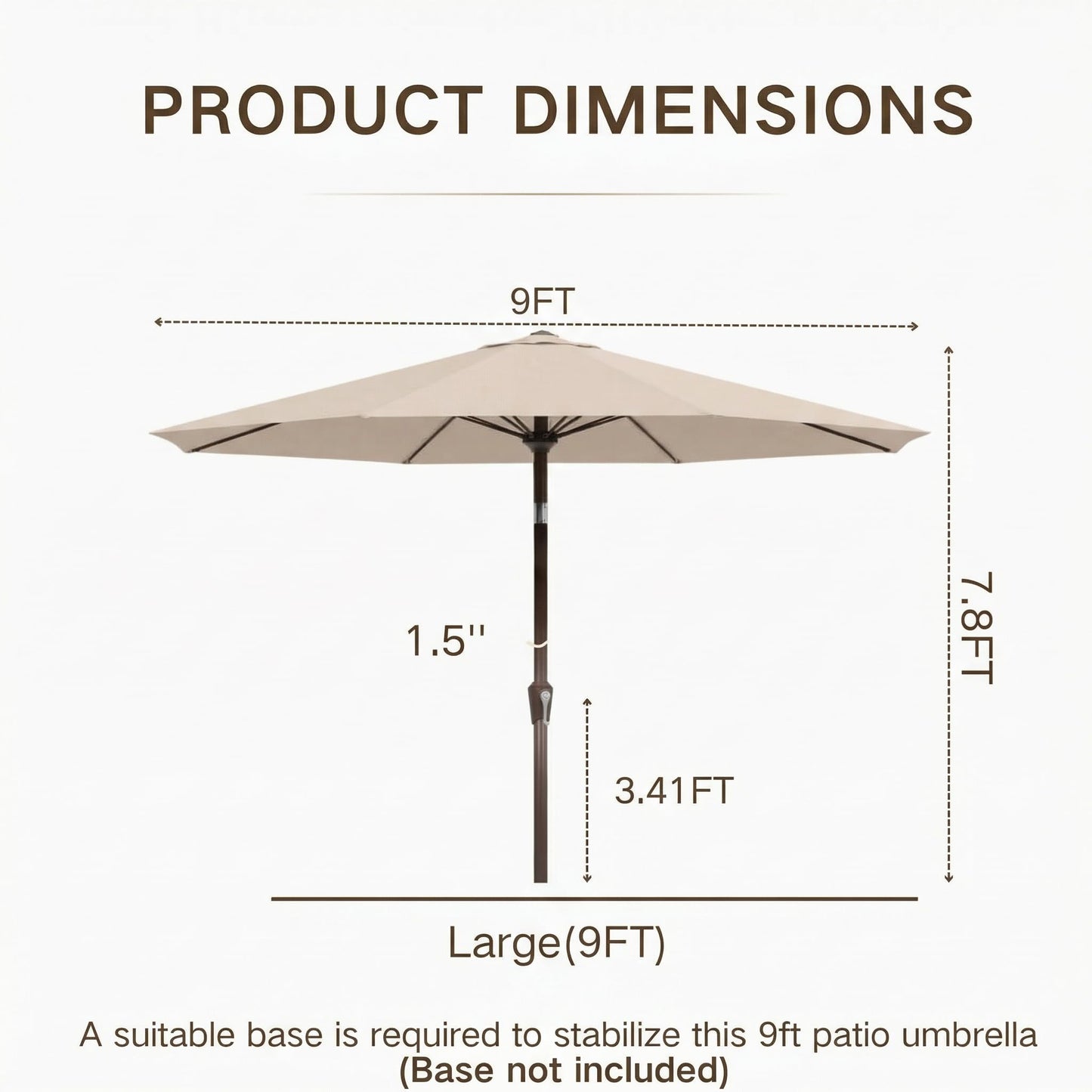 Kingdura 9FT Outdoor Patio Umbrella with Solar Lights, Market Table Umbrella with Push Button Tilt & Crank, 8 Sturdy Ribs, 32 LED Lights, UV Protection for Garden Lawn Deck Backyard Pool (Beige)