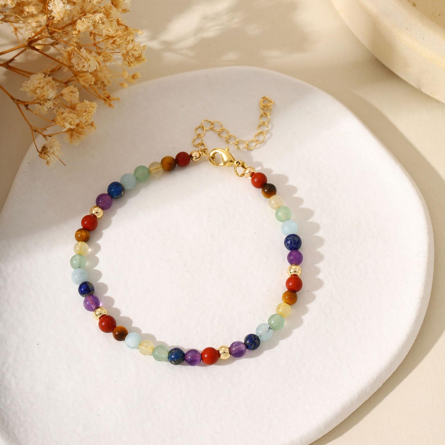 Chakra Bracelets for Women, Crystals and Healing Stones Bracelet for Women Anxiety Healing Bracelet for Woman, 7 Chakra Healing Crystals Spiritual Gifts Meditation Relief Anxiety Jewelry (7)