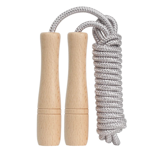 Jump Rope Kids,8.5ft Adjustable Cotton Skipping Rope with Wooden Handle for Boys and Girls Fitness Outdoor Exercise (Silver)