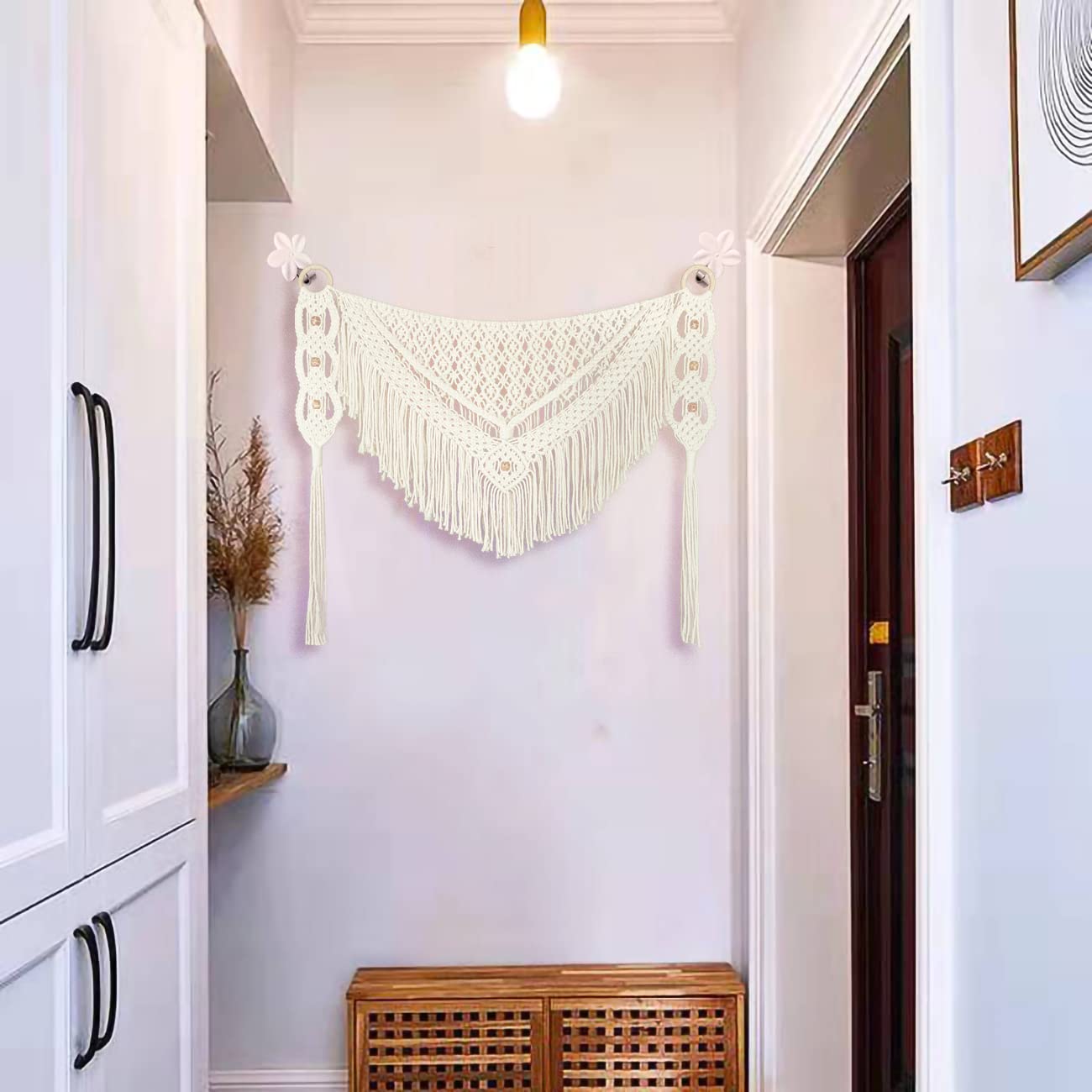 kiido Large Macrame Wall Hanging Boho Tapestry Curtain Fringe Woven Bohemian Wall Decor Home Decoration for Apartment Bedroom Living Room Gallery Baby Nursery-Blossom 35.4" W X 26" H