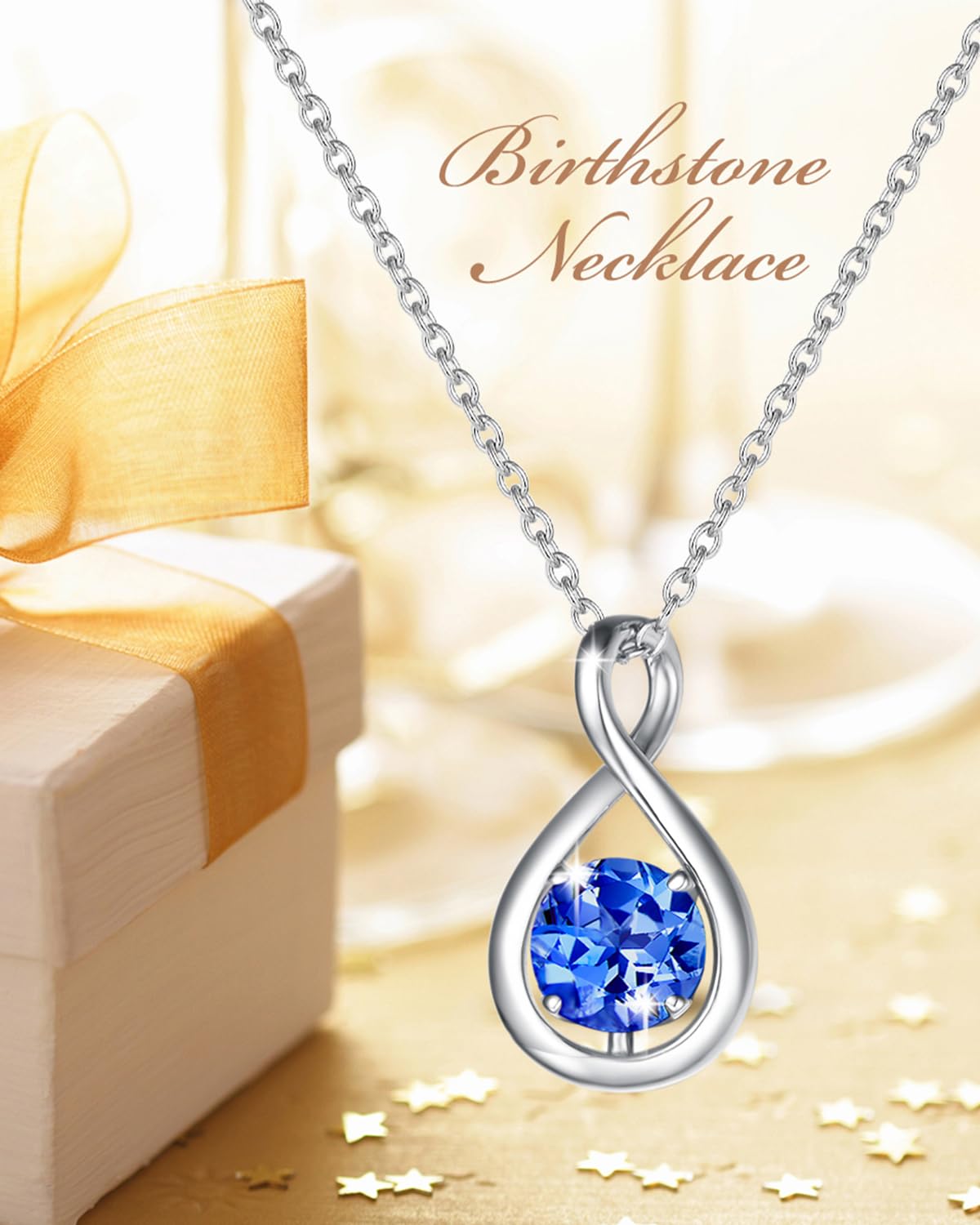 FANCIME Tanzanite Necklaces, Sterling Silver December Birthstone Necklace for Women Infinity Pendant Fine Jewelry Birthday Mothers Day Gifts for Mom Her