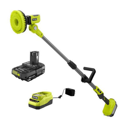 RYOBI ONEAND 18V Cordless TELESCOPING Power Scrubber KIT with 2.0 AH Battery and Charger P4