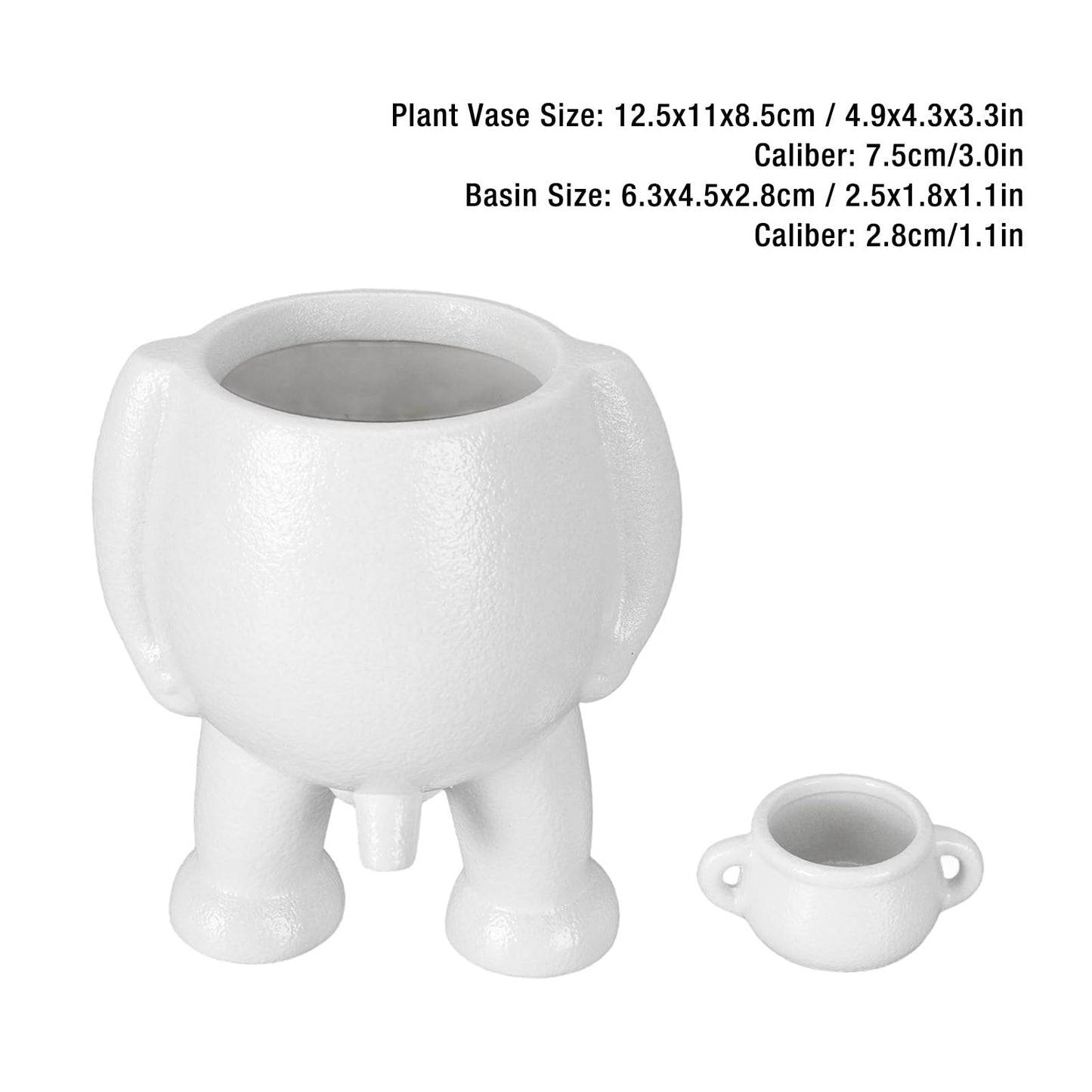 Ymiko Creative White Ceramic Flower Pot, Planter Pot for Indoor Outdoor Gardening, Funny Modern Plant Vase with Drainage Hole and Rubber Plug, 12.5x11x8.5cm (White)
