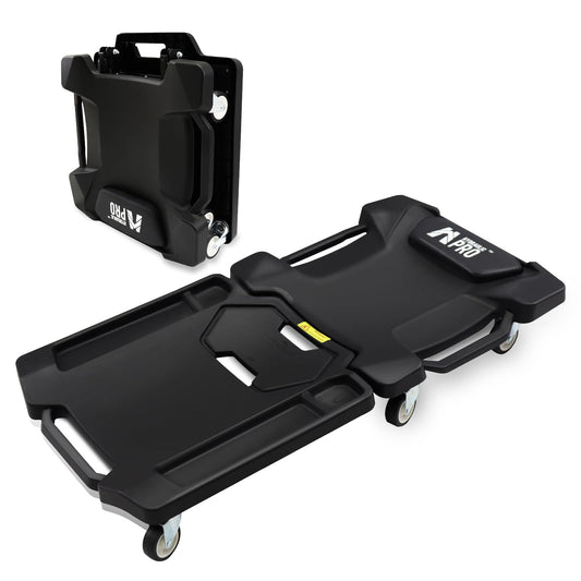 41" Foldable Mechanic Creeper with 6 Swivel Wheels, Low Profile Design with Padded Headrest & Tool Trays, 330 lbs Capacity, Creepers Automotive for Garage Repair