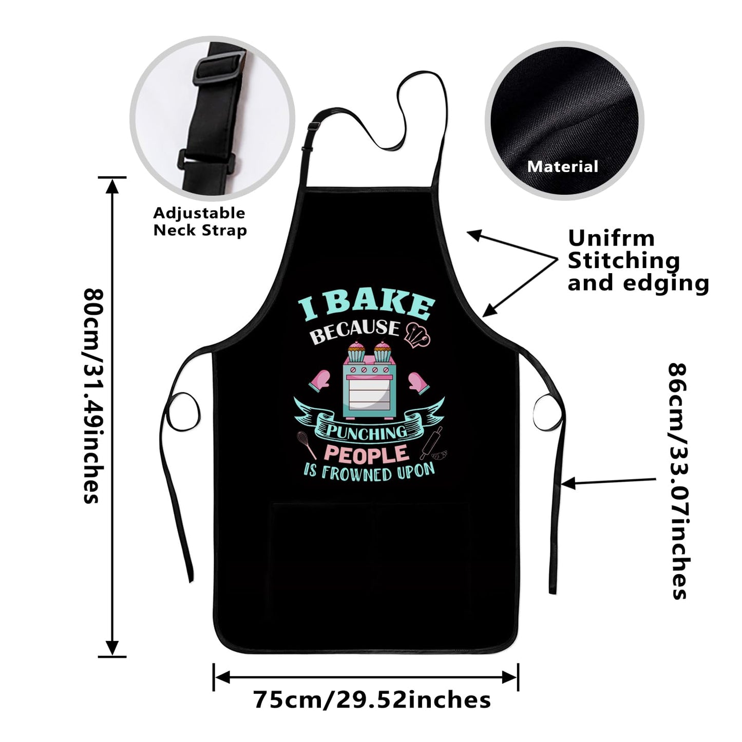 Xmeden Funny Baking Apron for Women - Cute Cooking Aprons for Adults with 2 Pockets, Baking Supplies &Essentials for Home Bakers, Kitchen Apron Gifts for Mother's Day Birthday Christmas
