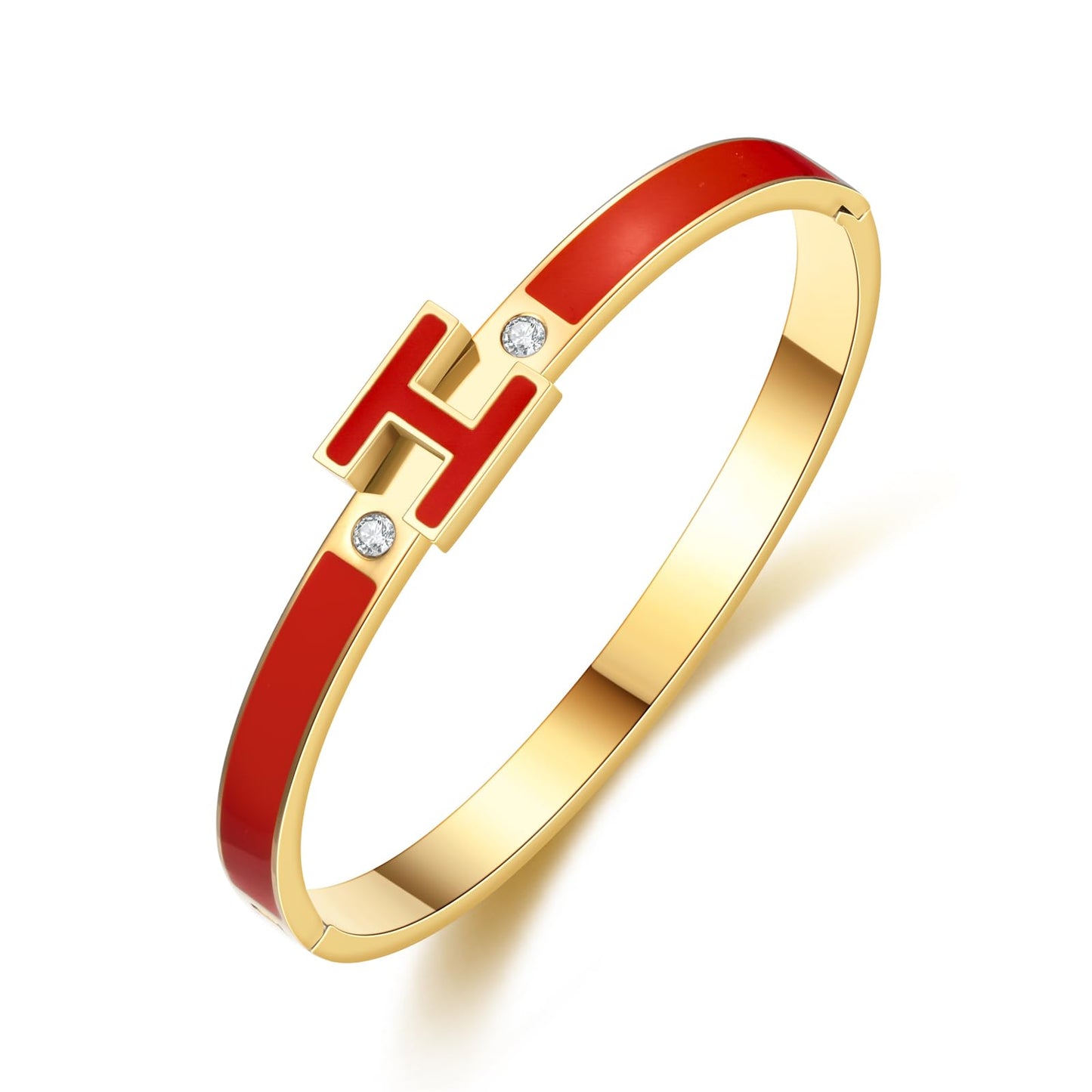 Hothink H Bracelets for Women,H Bracelet,Bangle Bracelets for Women,Dainty Bracelet Easter Christmas Mothers Day Gifts for Women(Red)