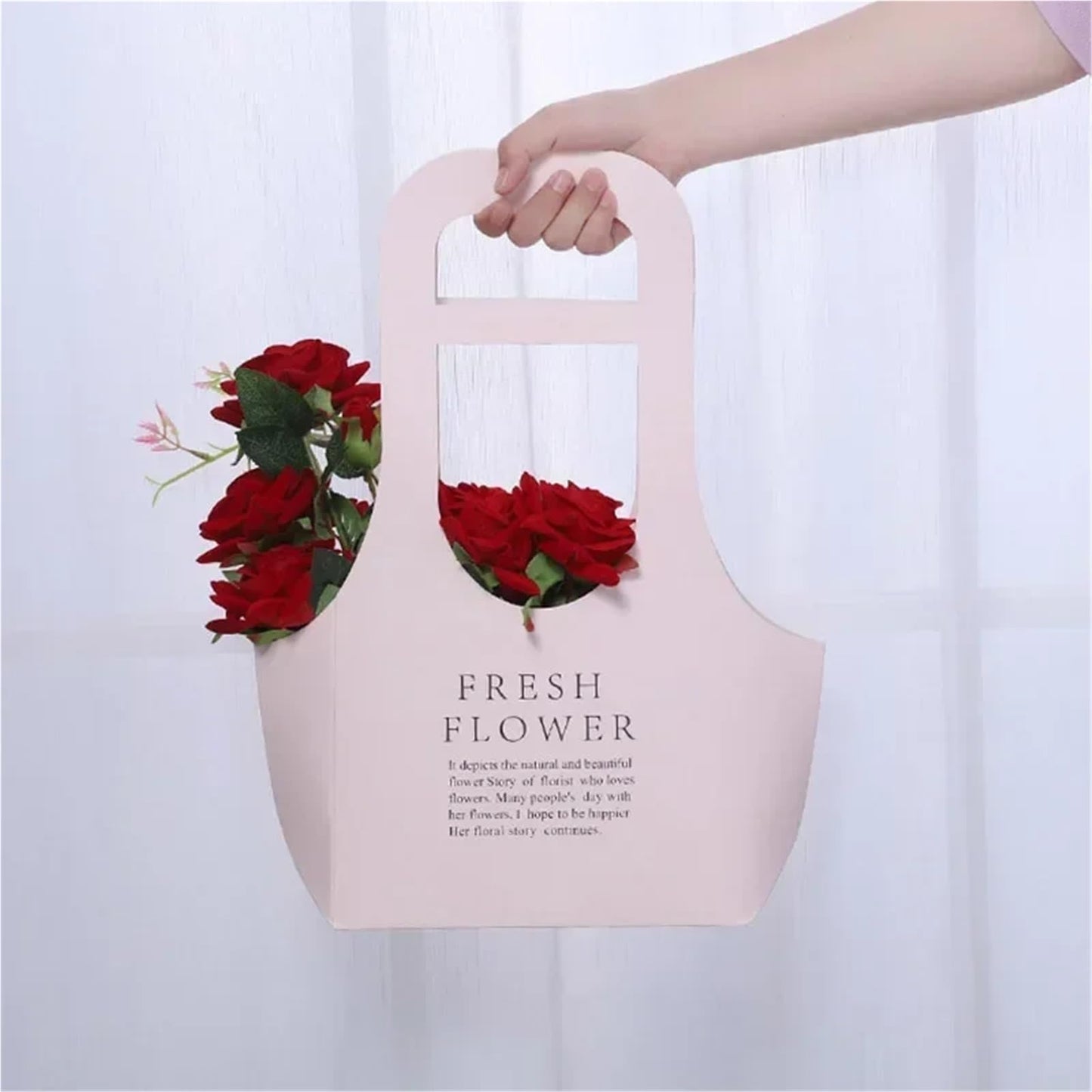Nikeg Kraft Paper Flower Gift Bags 10Pcs Packaging Flower Boxs Rose Wrapping Handheld Waterproof Kraft Paper Bag Arrangement Valentine'S Day Wedding Decoration Gift(Brown,S 17x 7.5 x32.5cm)