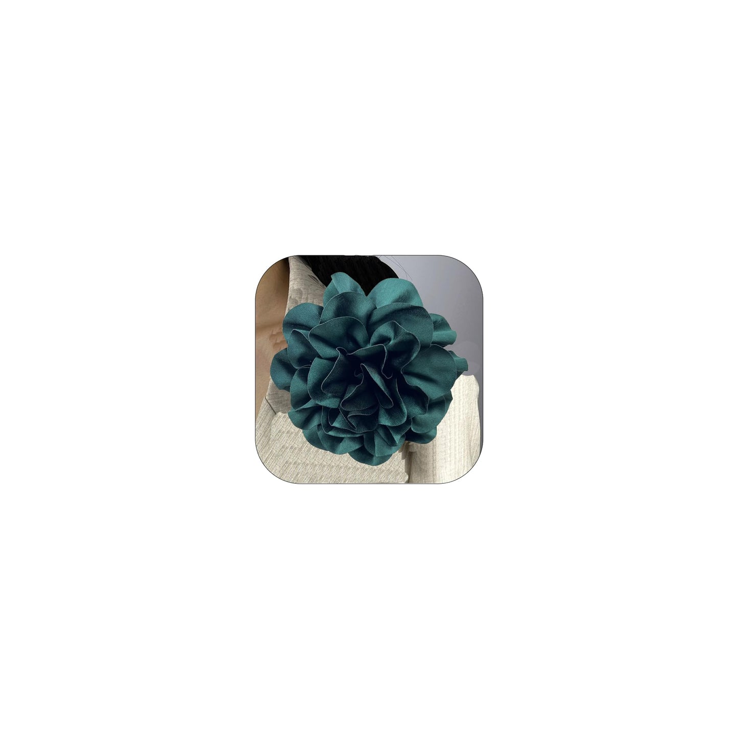 ZZ ZINFANDEL 19mm Extra Large Rose Flower Brooches Lapel Pins Dainty Satin Fabric Brooches Big Camellia Flower Brooch Pin for Women Wedding Part Dance Clothes Accessories Jewelry Gifts (Dark Green)