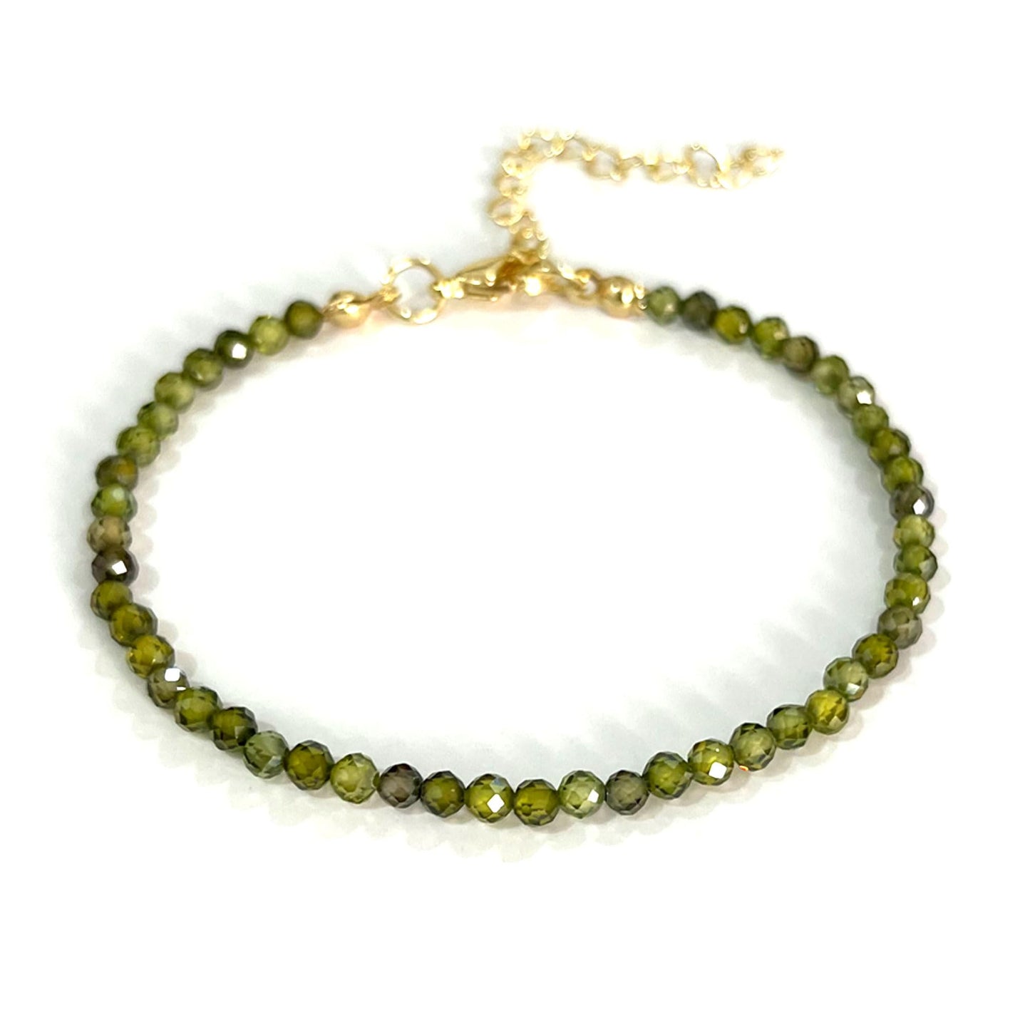 Withgenes Women's Bracelets Trendy Gemstone Bead Bracelet Crystals And Healing Stones Adjustable Gold Plated Bracelets Pretty Boho Jewelry Gifts for Women, Olive Green