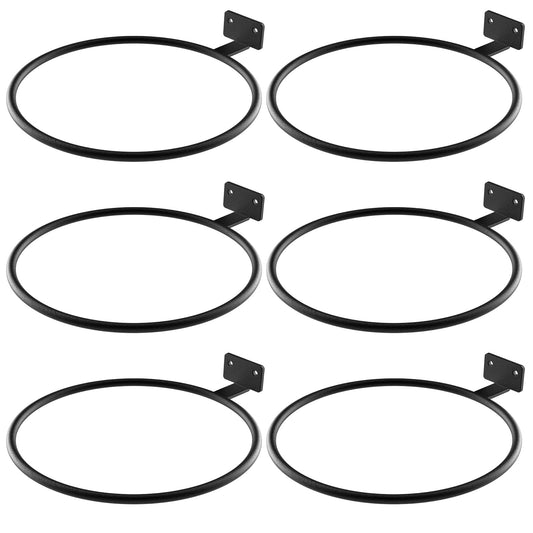 ASZUNE Wall Pot Holder Bulk 6in 6Pack Ring Plant Hanger, Metal Planter Hooks Wall Mounted Bracket Heavy Duty for Outdoor Indoor Black