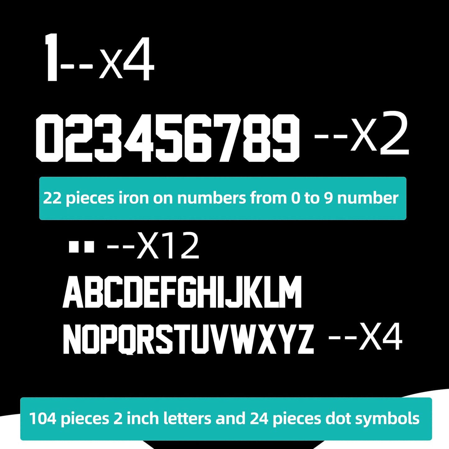 8 Inch 0-9 Iron On Numbers Transfers and 2 Inch A-Z Iron On Letters Patches Kit for Team Basketball Uniform Name Athletic T-Shirt DIY Accessories