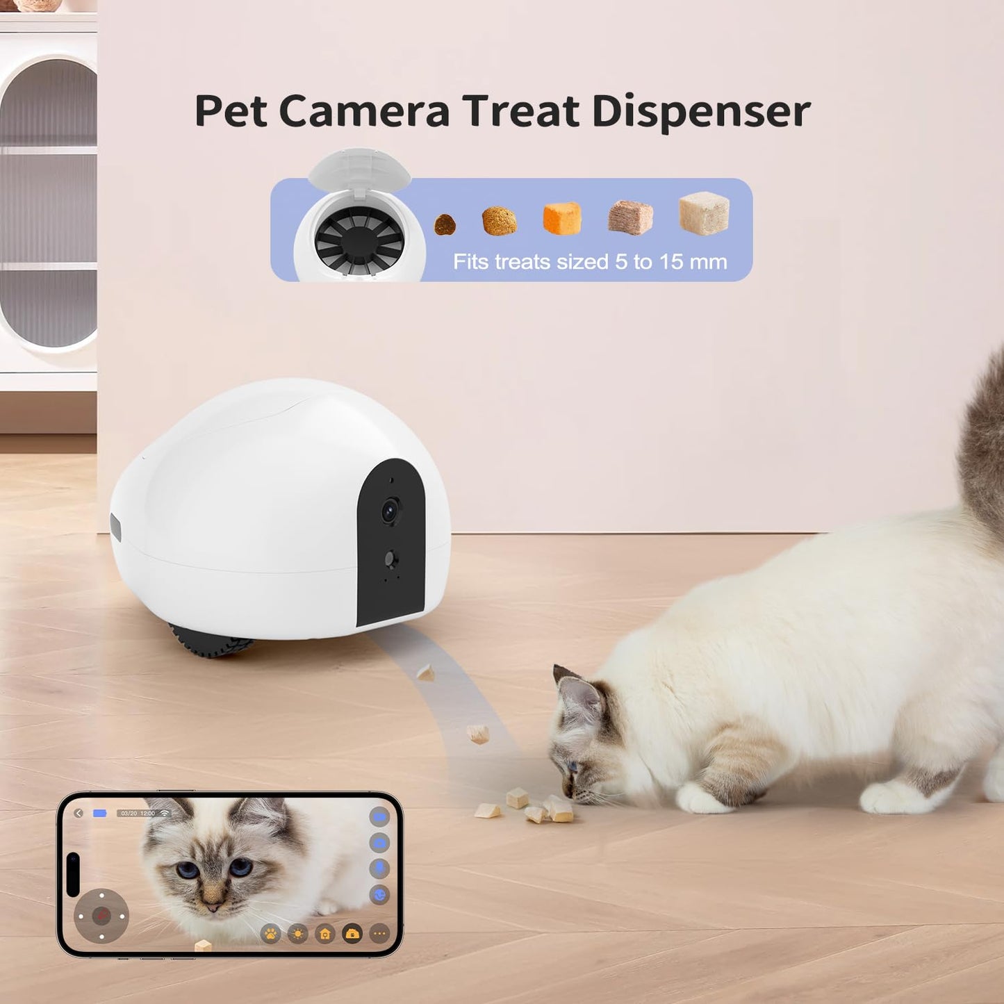 pumpkii Cat Camera with Interactive Pointer Toy, Moving Robot for Dog and Cat, Mobile Pet Camera Treat Dispenser with Phone App, Auto Recharging and Night Vision, Two-Way Audio (2.4G Wi-Fi Only)