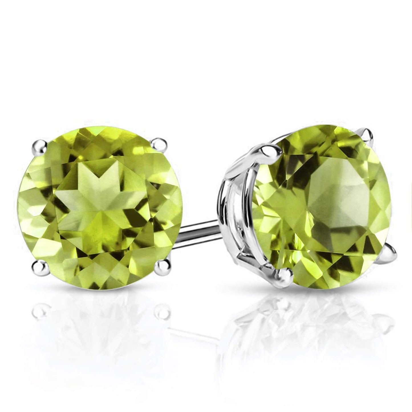 Gem Stone King 2-4 Cttw Round Gemstone Birthstone Stud Earrings For Women Men | 925 Sterling Silver | Round 7MM | Fine Jewelry Gifts for Women Her Mom Wife Men | Peridot-August