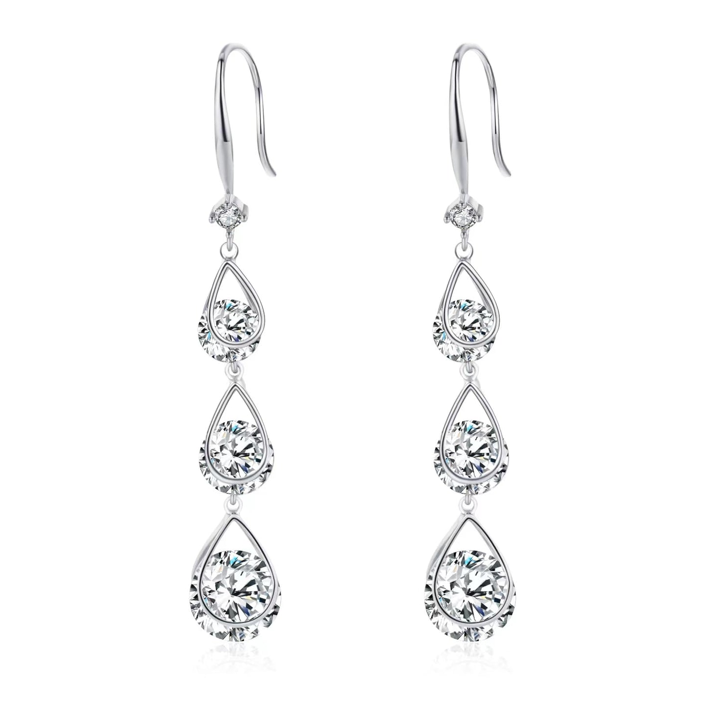 SBLING Cubic Zirconia Wedding Earrings for Brides Bridesmaids, Bridal Dangle Earrings, Crystal Drop earrings for Women Jewelry Gifts