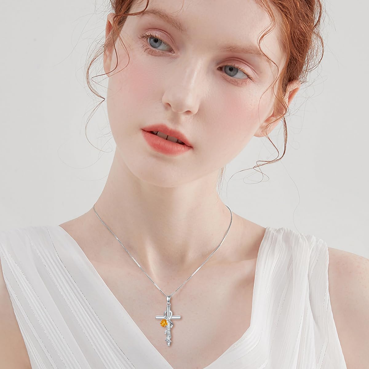 Flpruy Lotus Necklace for Women - 925 Sterling Silver July Birth Flower Cross Pendant - Lotus Jewelry Birthday Gift